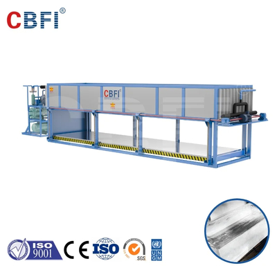 CE / ISO 220V / 50Hz เครื่องบล็อคน้ําแข็งเย็นโดยตรง ด้วยการควบคุม PLC ของเครื่องระเหยเหล็กไร้ขัด